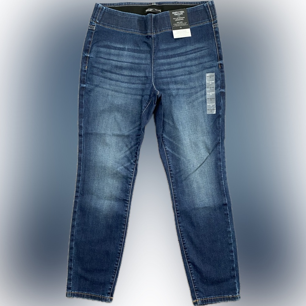 Simply Vera Pull-On Denim Legging Crop - Size 10